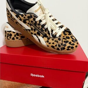 Reebok Women's Tan and Black Animal Print Sneakers